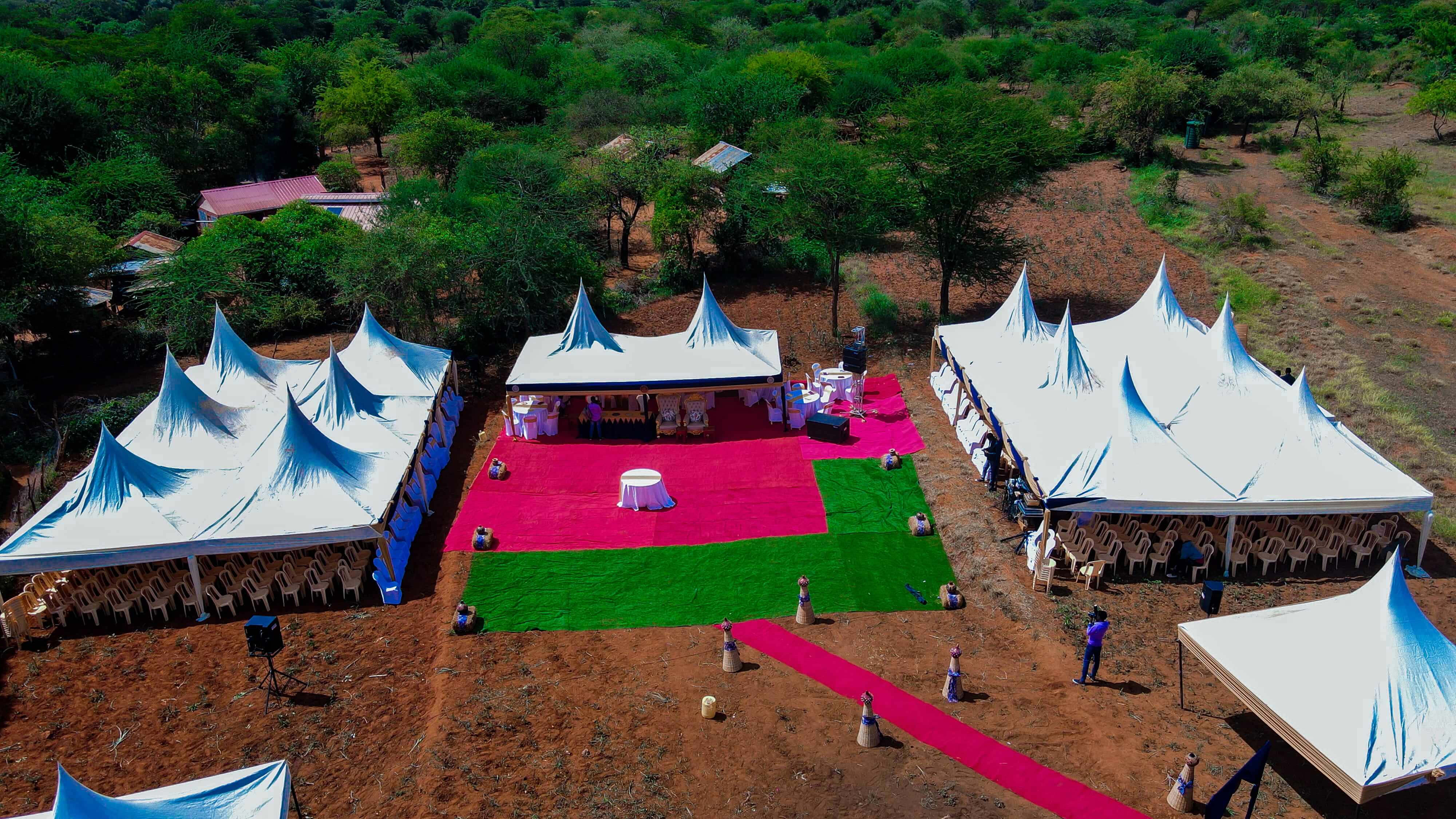 Tent decoration setup